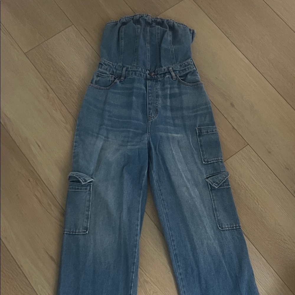 wild fable Blue High-Waist Paperbag Cargo Wide-Leg Jeans